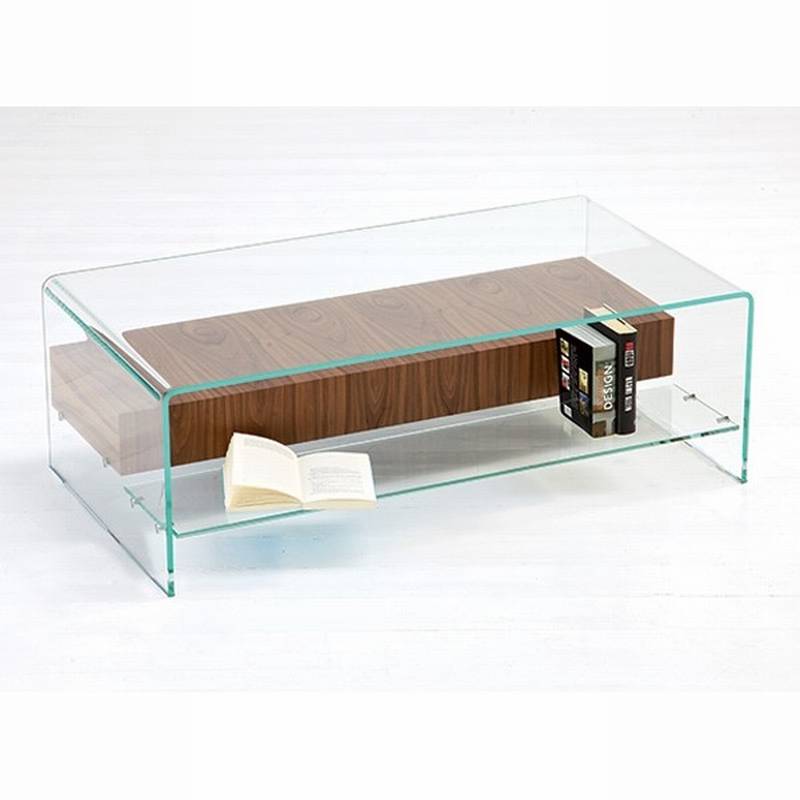 Bent Glass Coffee Tables Bridge with Shelf/Drawer Coffee Tables by Sovet - Bent Glass Coffee Tables