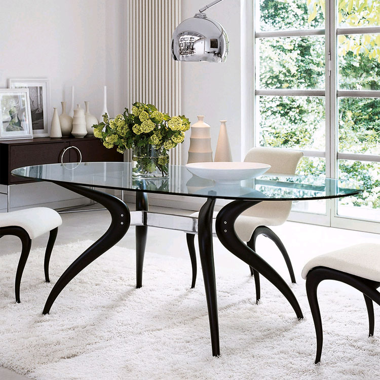 Porada Retro Oval Dining Table | Glass | Dining Room Furniture