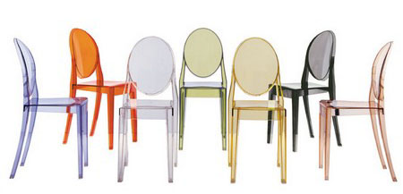 Victoria Ghost chair from Kartell, designed by Philippe Starck