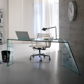 Penrose Glass Office Desk by Tonelli