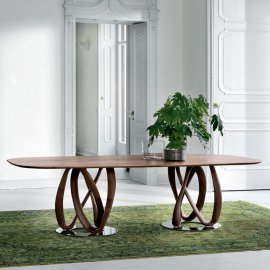 Infinity Wood 2 Base  Dining Table by Porada