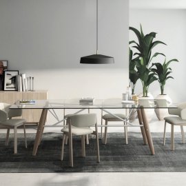 Connection Dining Table (Glass Top) by Huppe