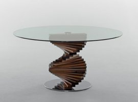 Firenze Round Glass and Wood Dining Table by Tonin Casa