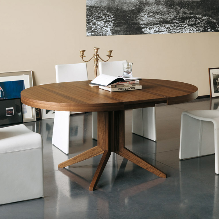 Porada Bryant Round Extending Wooden, Modern Round Dining Table With Leaf Extension
