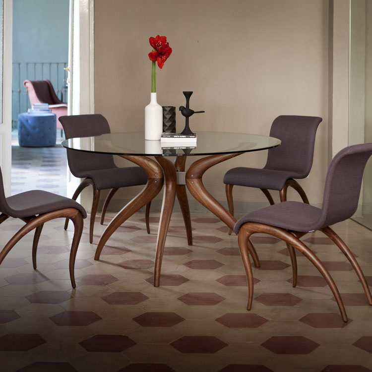 Porada Retro Round Glass Dining Table, Retro Round Dining Table And Chairs