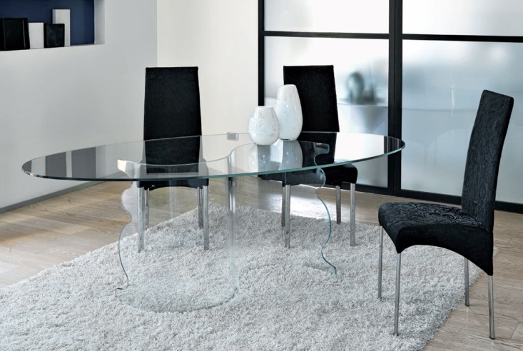 Unico Italia Alfa Glass Dining Table Contemporary Dining Room