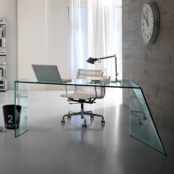 Tonelli Penrose Glass Office Desk, Glass