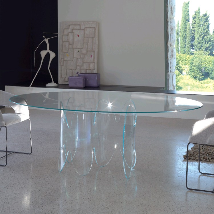 Bent glass clearance dining table