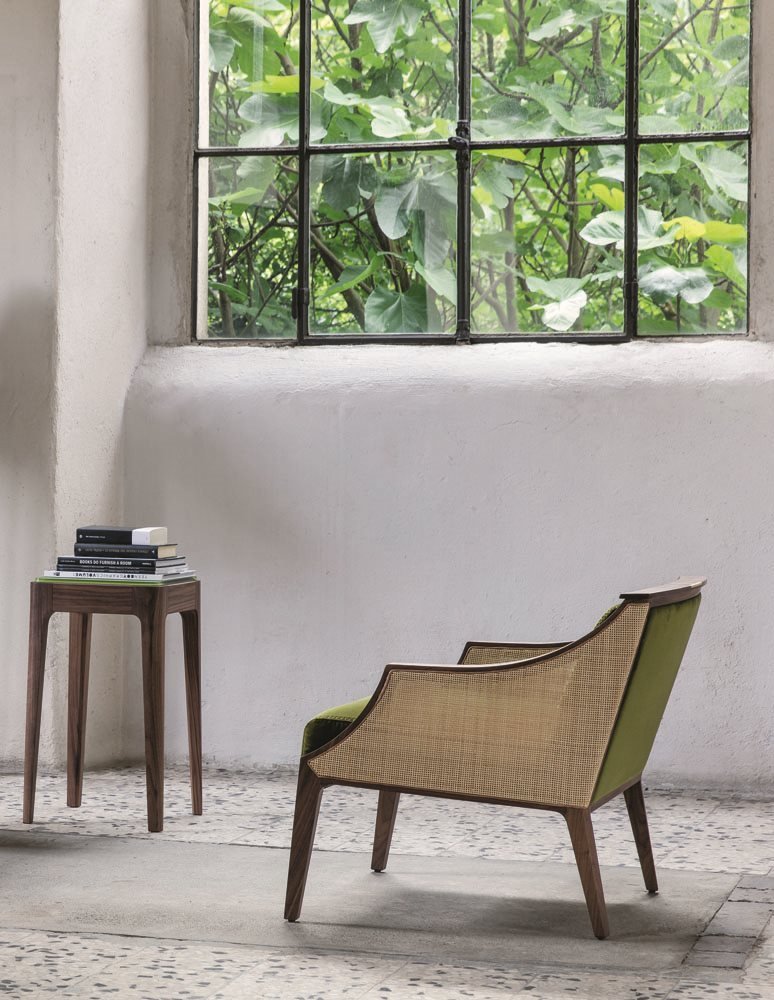 Liala Straw Easy Chair lounge from Porada, designed by U. Asnago