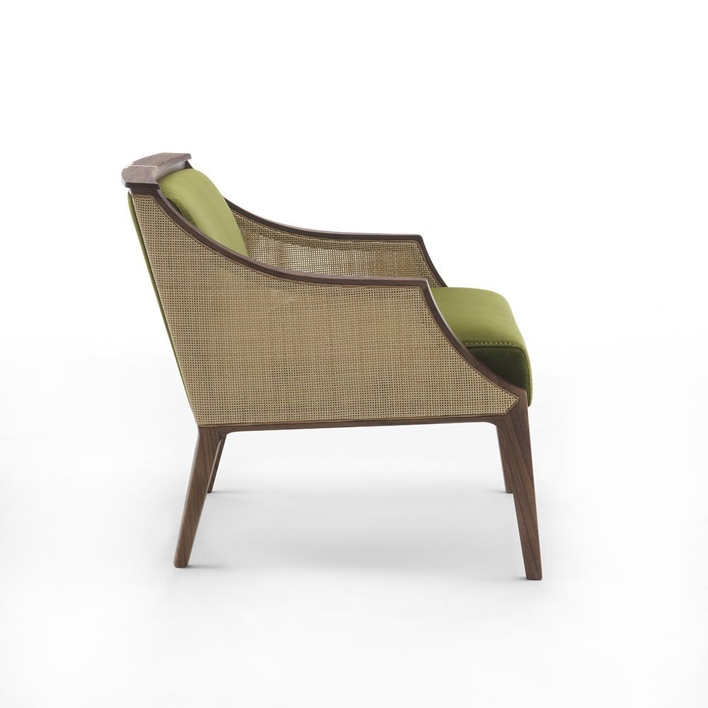 Liala Straw Easy Chair lounge from Porada, designed by U. Asnago