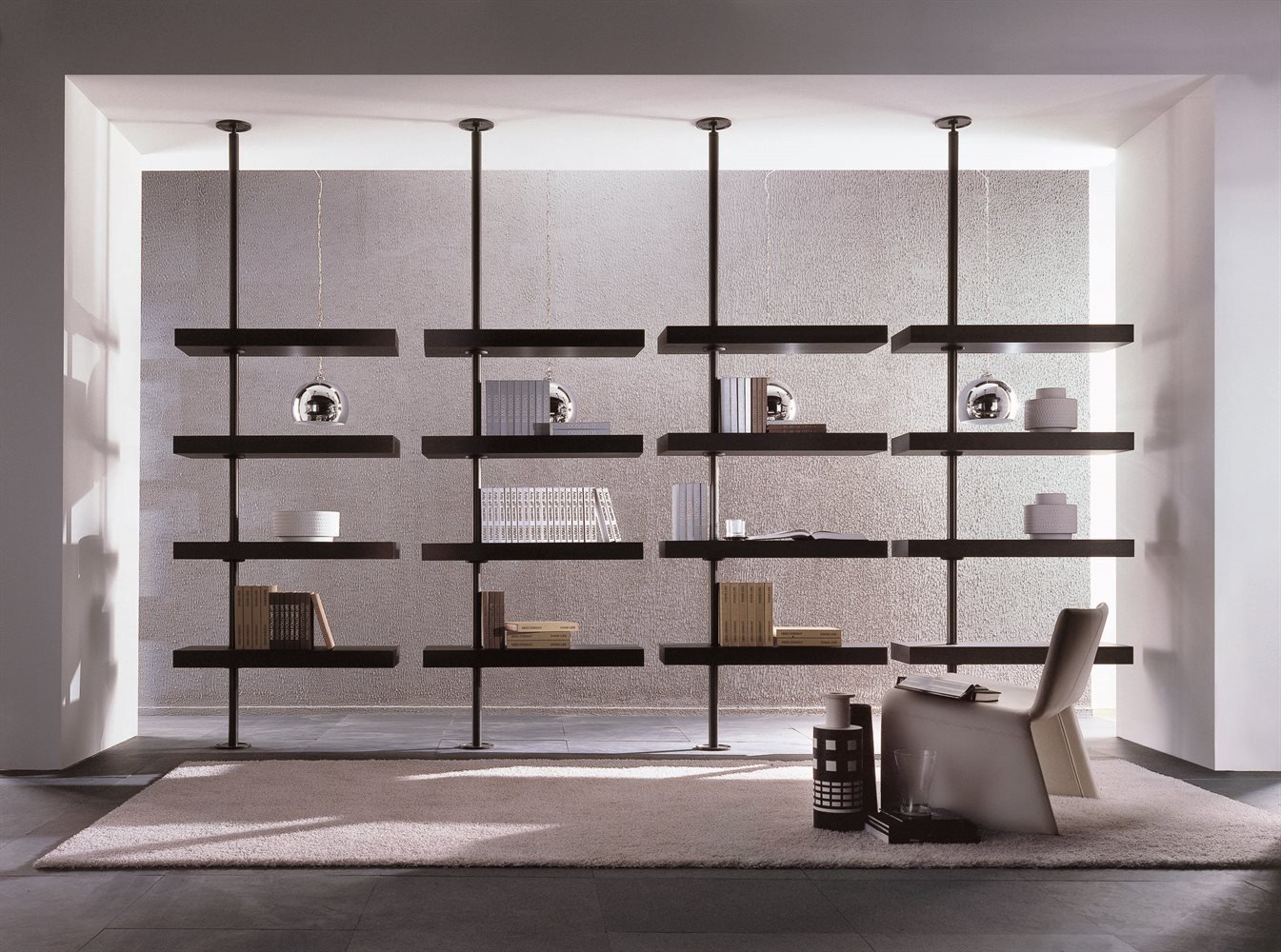Porada Domino Expo Wall System Wooden, Floor To Ceiling Shelving System