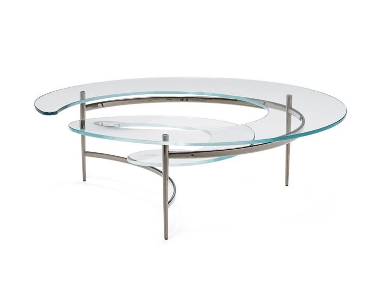 Cattelan Italia Spiral Coffee Table, Modern Swirl Clear Or Smoke Glass Coffee Table
