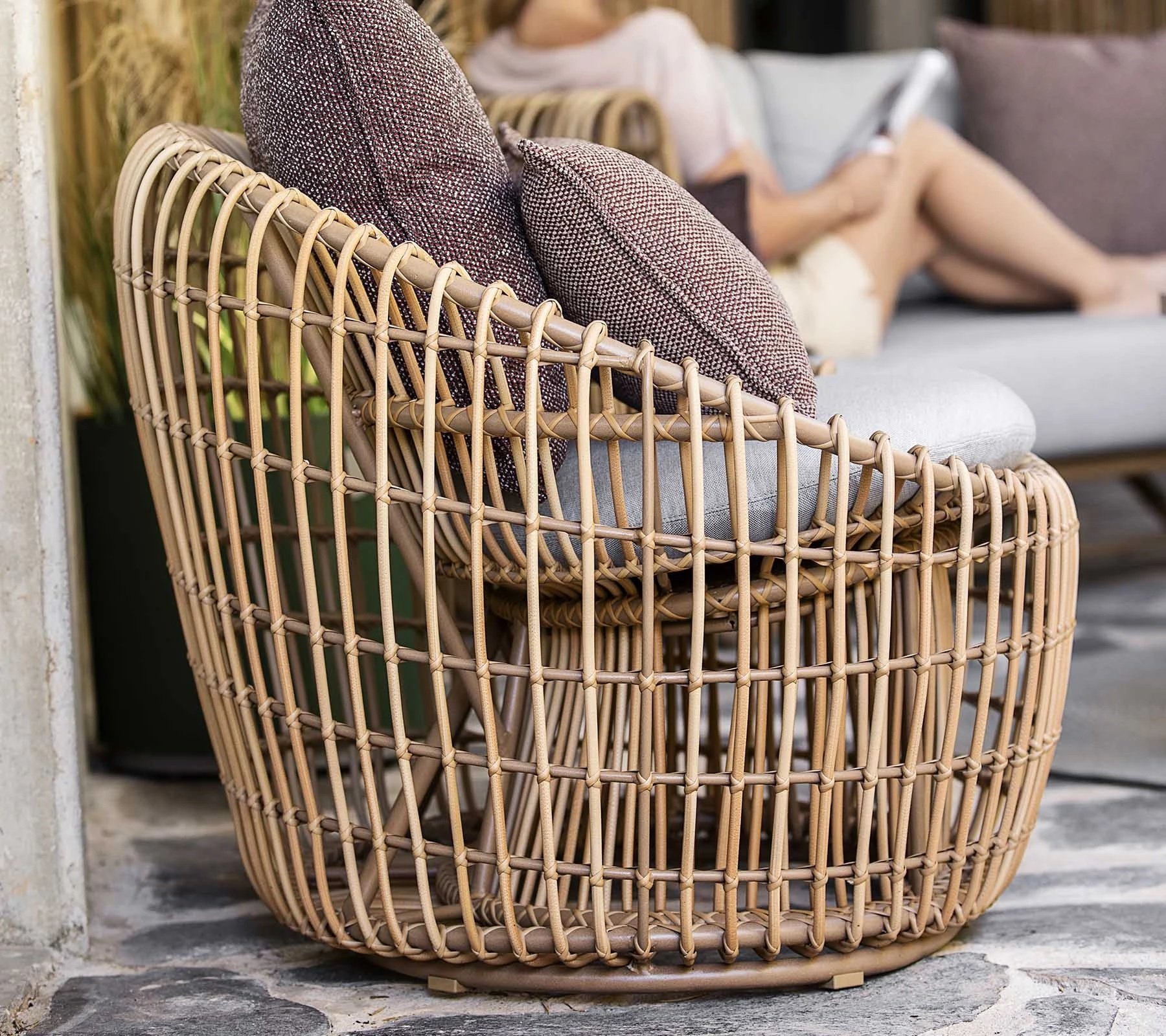Nest Round Lounge Chair from Cane-line, designed by Foersom & Hiort-Lorenzen MDD