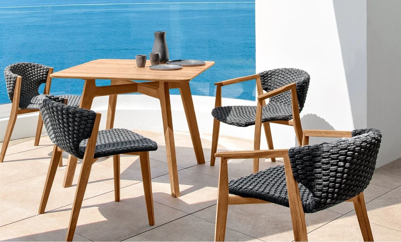 Knit Dining Armchair from Ethimo, designed by Patrick Norguet