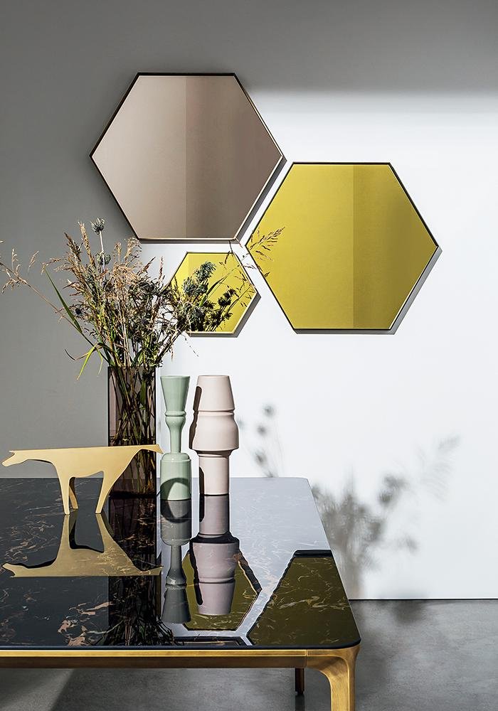 Visual Hexagonal Mirror from Sovet, designed by Lievore Altherr Molina
