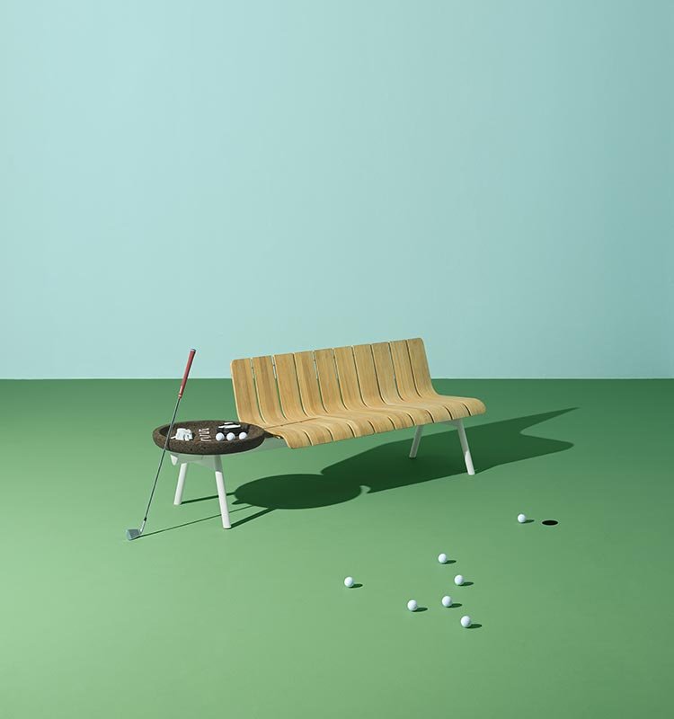 Ace Outdoor Bench from Ethimo, designed by Patrick Norguet