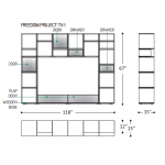 91w x 12/15d x 69h inches