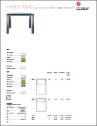 Invisible Table Data Sheet