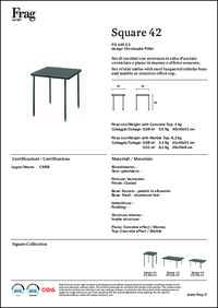 Square 52/42 Coffee Table Data Sheet